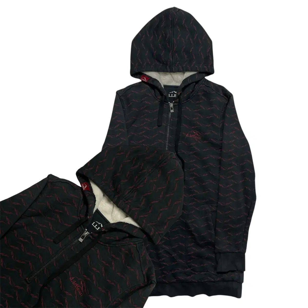 L.L.Bean ブラック パータン ハーフジップ フーディー Tシャツ S