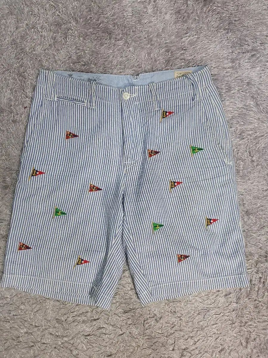ポロ ハーフパンツ シアサッカー フラッグ 刺繍 ショーツ 30