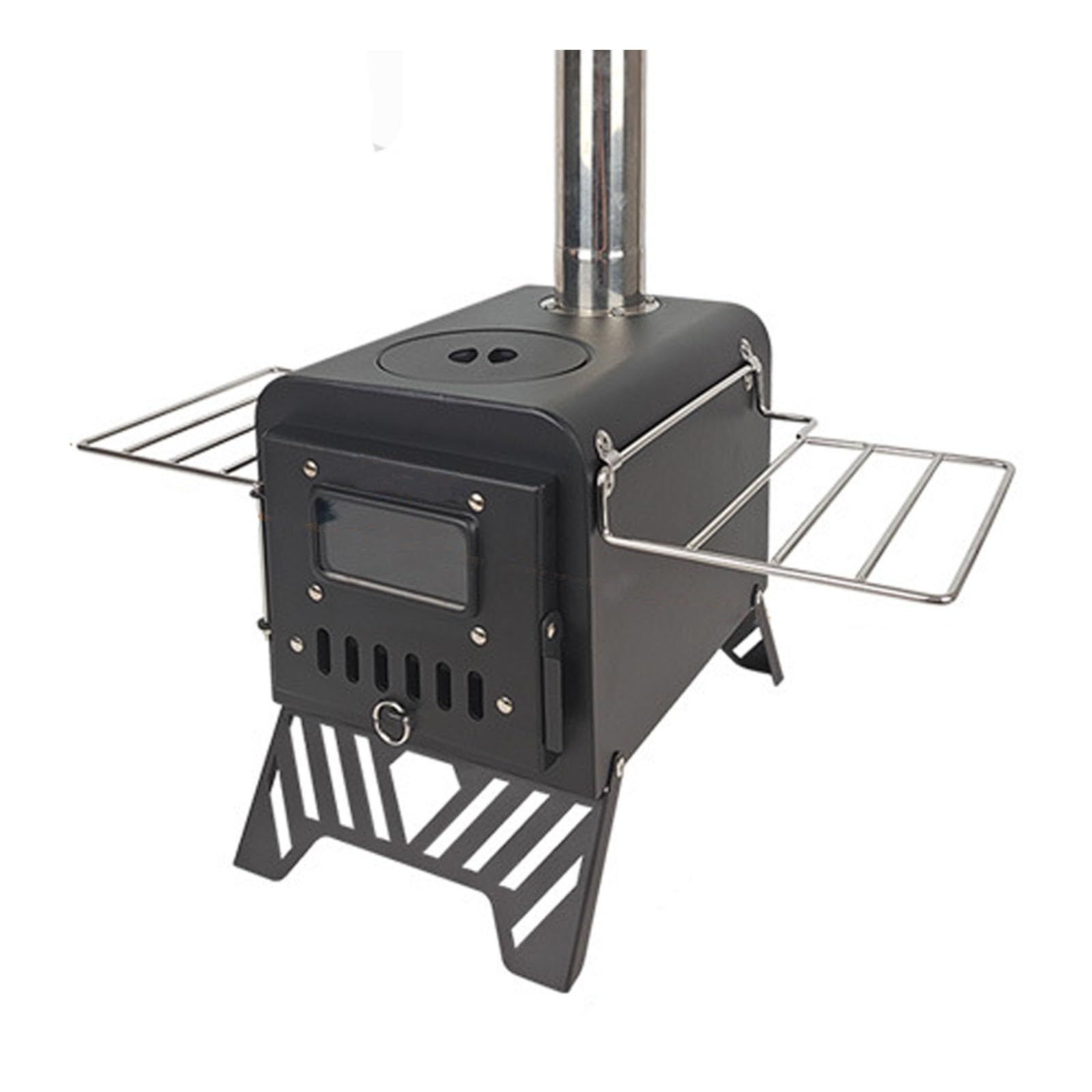 【特価セール】Stove 防災 防寒対策 小型 軽量 暖房器具 冬 暖炉 ウッドストーブ BBQ バーベキュー (カーボン鋼) ツーリング 焚き火台 屋外 料理 調理器具 コンパクト クッキング キャンプ アウトドア 折りたたみ 煙突つき 収納袋つき 薪ストー