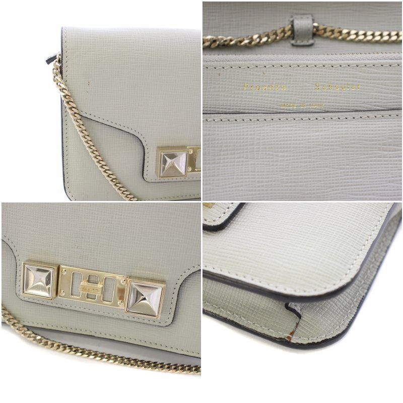 プロエンザスクーラー チェーンウォレット ショルダーバッグ レザー グレー プロエンザスクーラー PROENZA SCHOULER チェーンウォレット