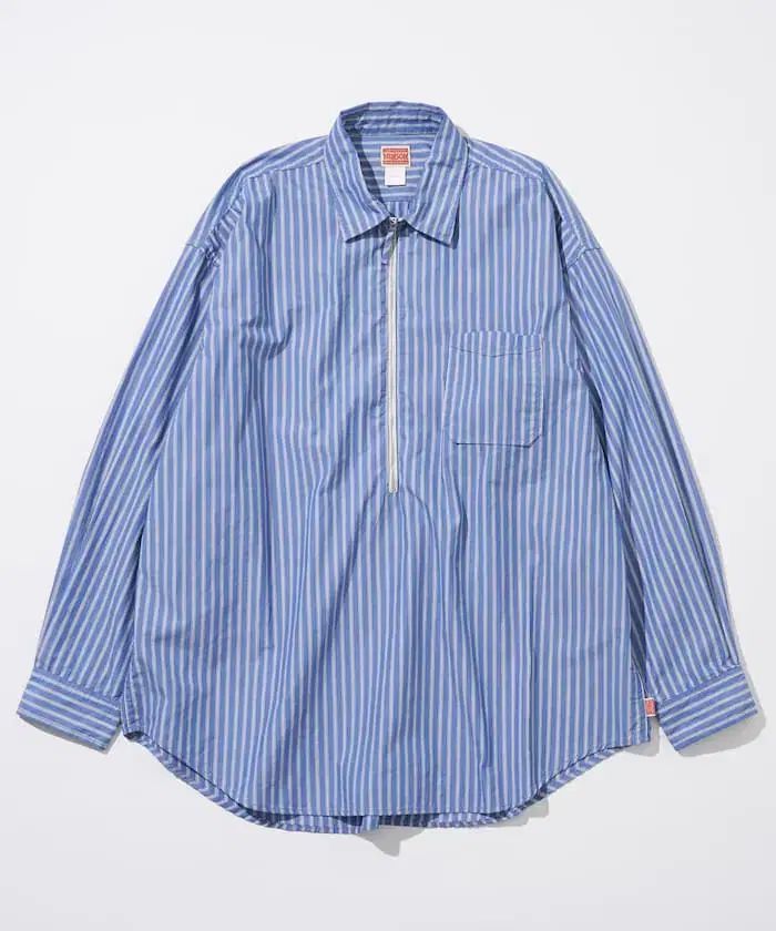 FREAK'S STORE x HINSON ハーフ ジップアップ メディカル スリーピング ブロード/ワークシャツ ボーダー L