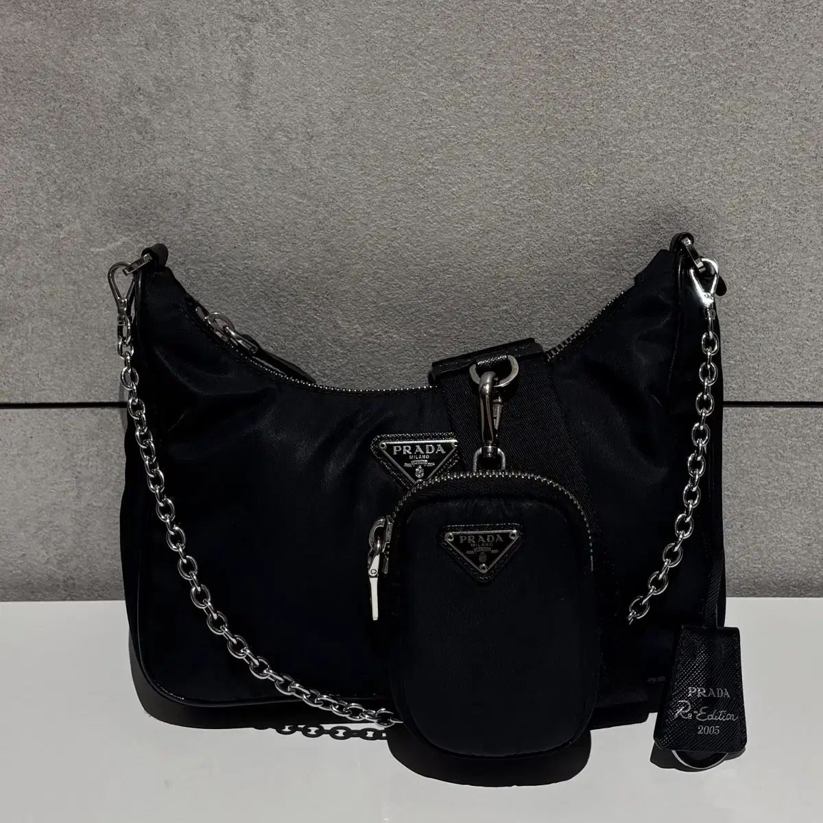 OS PRADA プラダ リナイロン RINAILON 三角ロゴ テスート HOBO BAG ホーボーバッグ