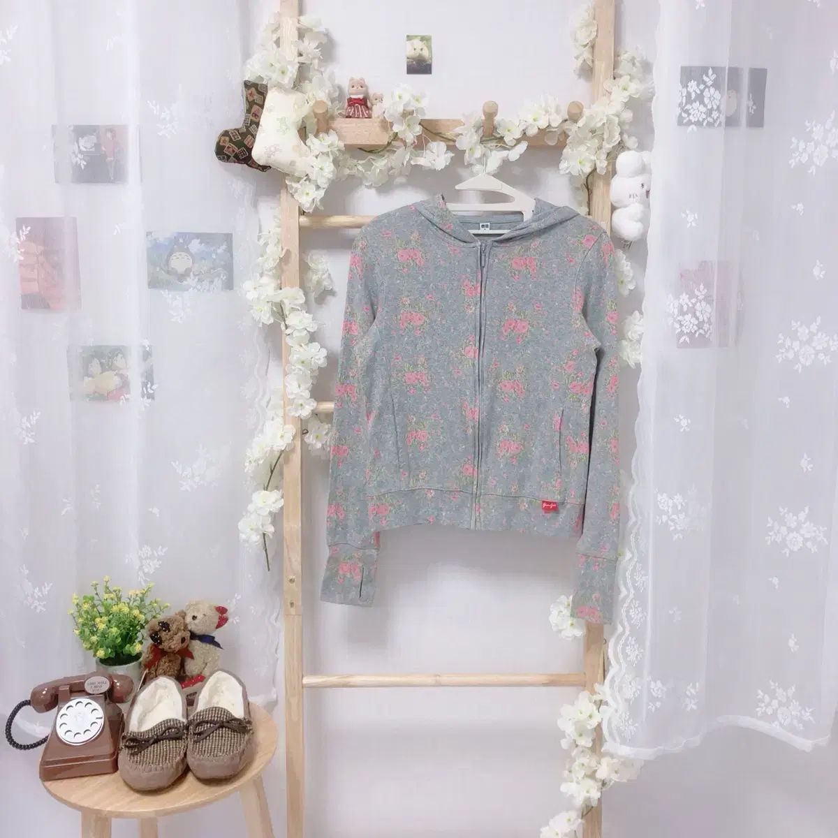 ヴィンテージ UNIQLO ユニクロ フローラル フード ジップアップ Tシャツ 4,798円