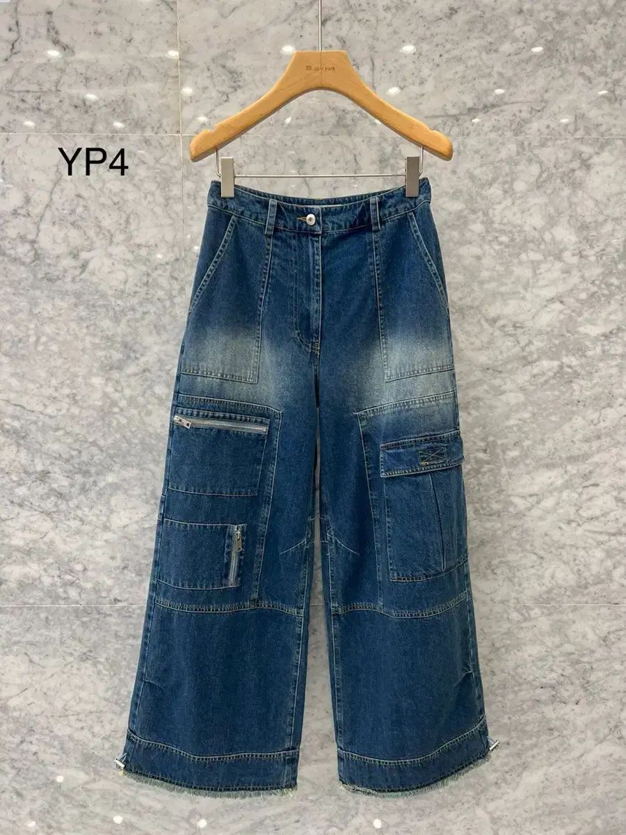 js NEW YORK スタイル セール（当日発送）完売 裾 シャーリング 紐ストラップ調整 ワイド 丸のまま デニム ズボン yp4