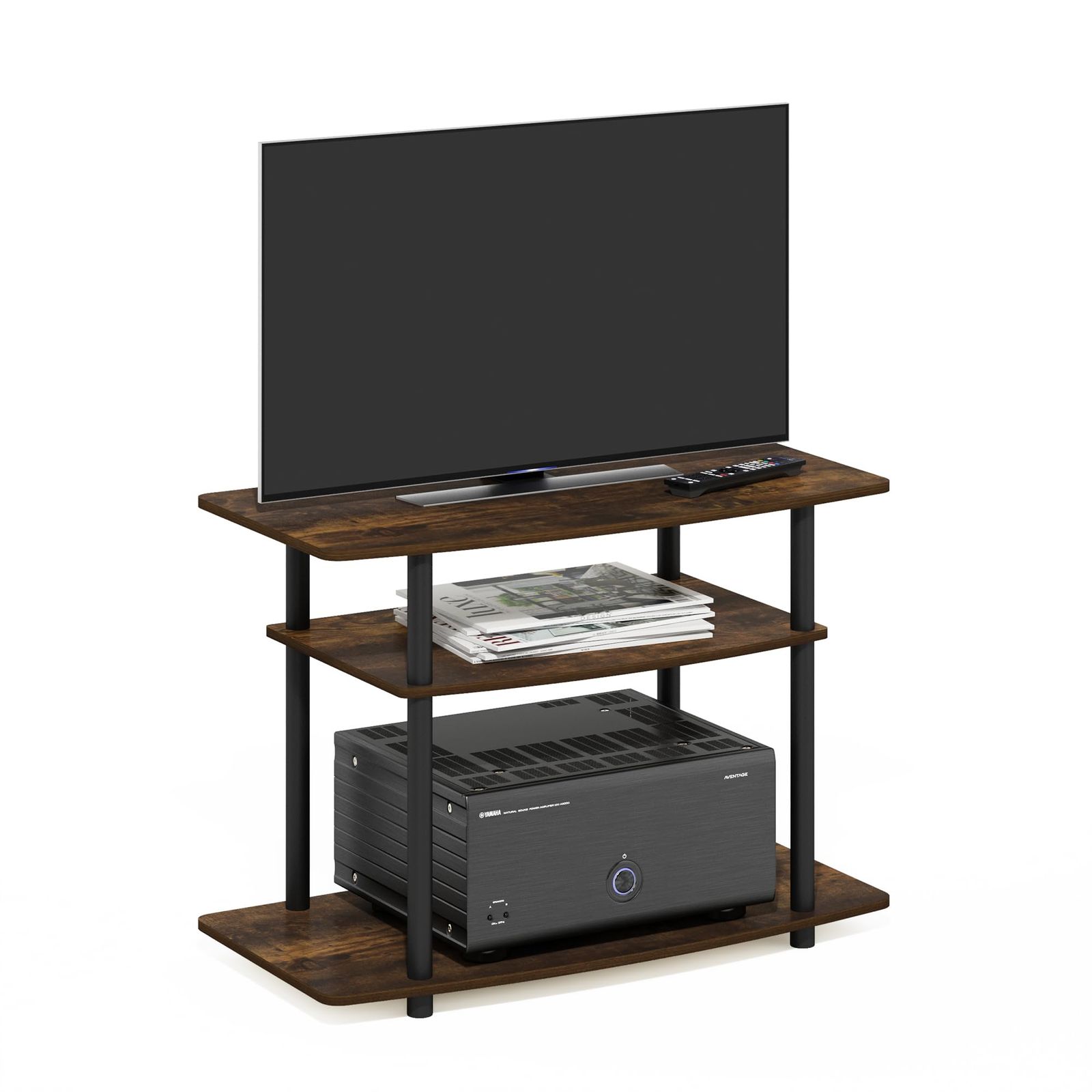 Furinno TURN-N-TUBE テレビ台 3段 工具不要 エンターテインメントセンター 32インチまで対応 テレビボード リビングルーム ベッドルーム アンバーパイン