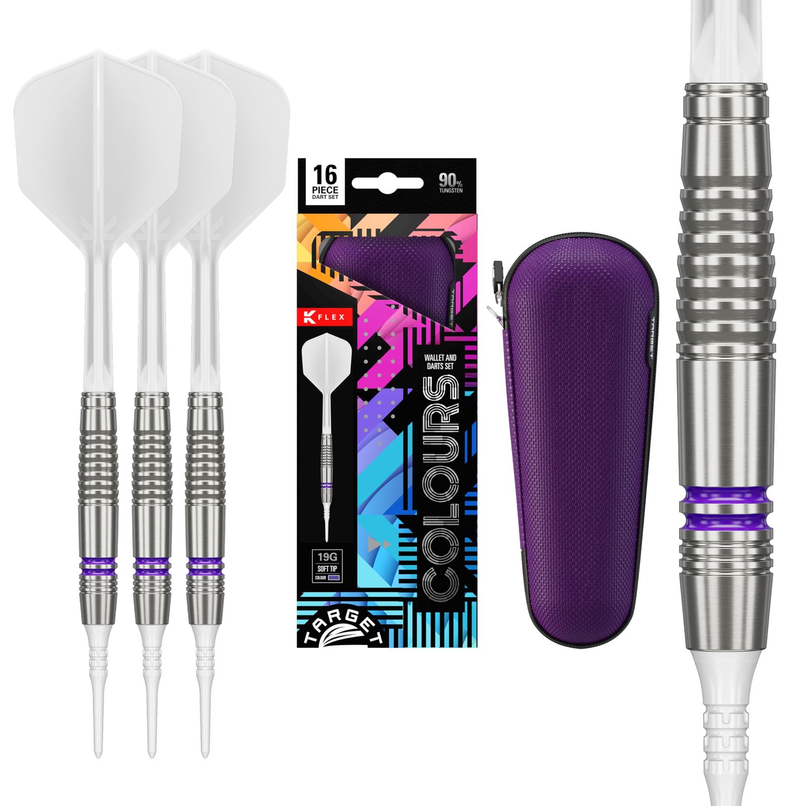 TARGET（ターゲット）COLOURS GEN4 PURPLE 90% 19G 2BA SOFT TIP DARTS（カラーズ パープル ソフトティップダーツ）
