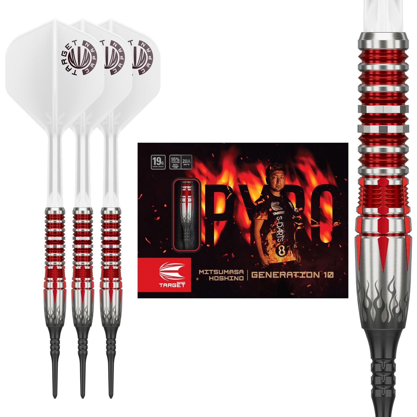 TARGET（ターゲット）PYRO GEN-10 MAX 95%19G 2BA SOFT TIP DARTS（パイロ G10 MAX ソフトティップダーツ）