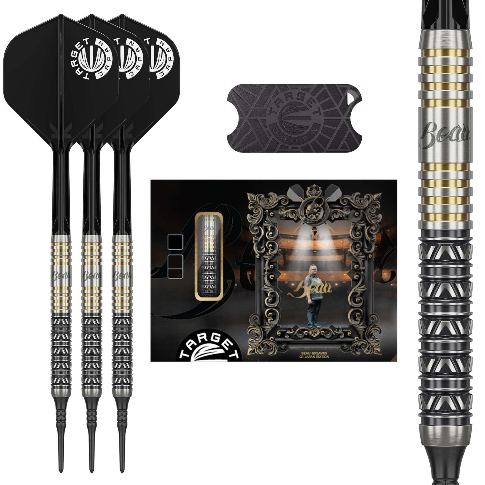 Target Japan(ターゲットジャパン) BEAU GREAVES JAPAN EDITION ボウ・グリーブス選手 90% タングステン K-Flex 2BA ソフトチップダーツセット 21.0g 2BA SOFT TIP DARTS K-Flex N