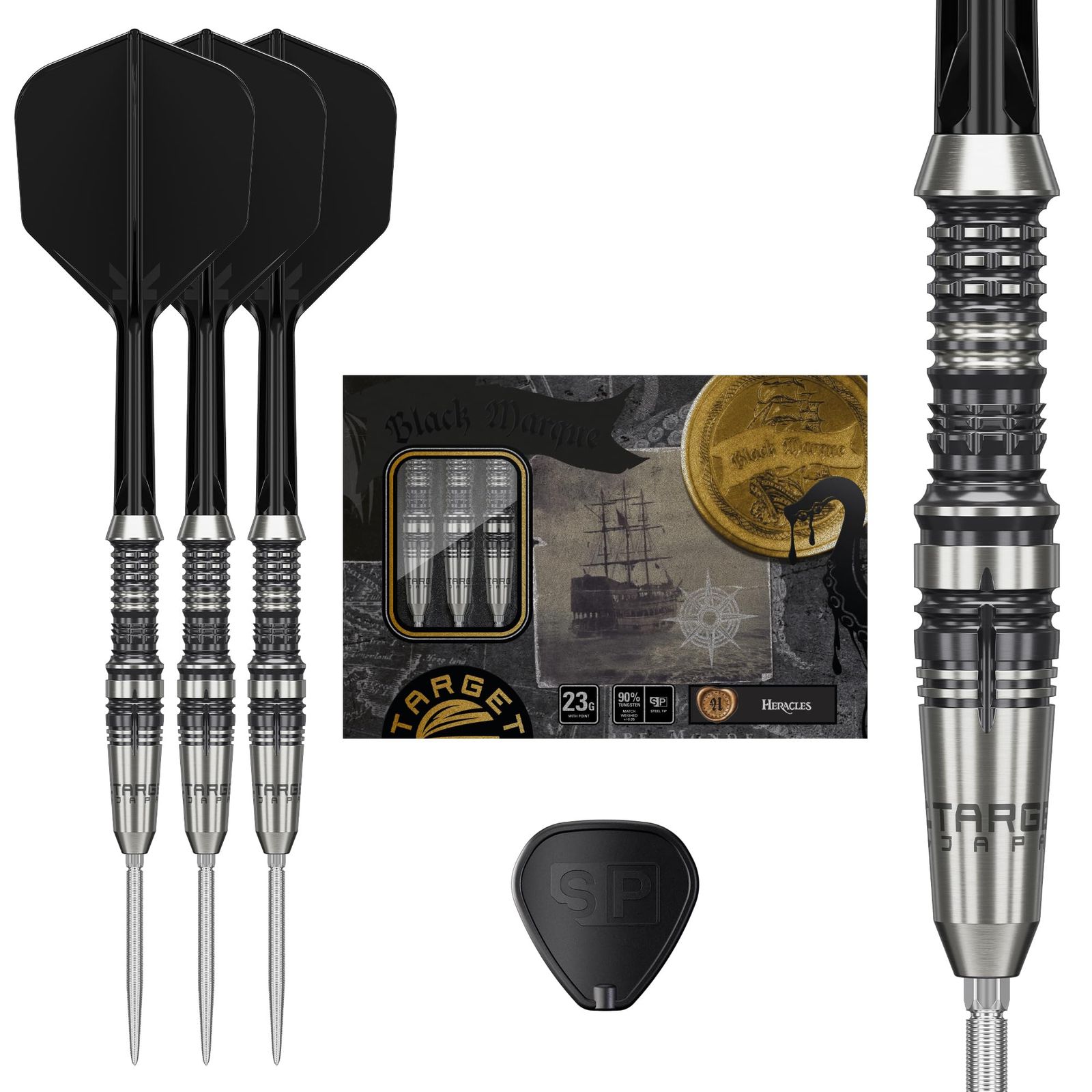 Target Japan（ターゲットジャパン）BLACK MARQUE HERACLES 90% SP STEEL TIP DARTS ダニエル・チェンモデル| 90% タングステン K-Flex スティールチップダーツセット, 23G | K-Flex No