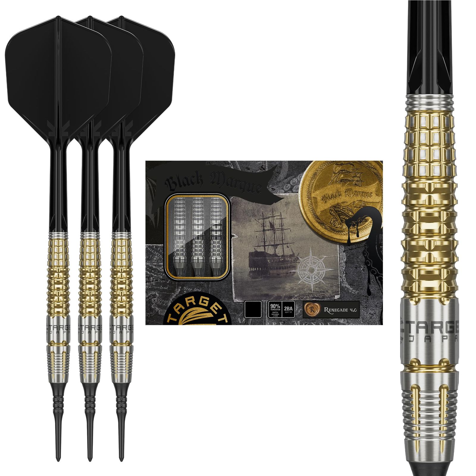 Target Japan(ターゲットジャパン)BLACK MARQUE WARRIOR Lee Tae Kyung (イ・テギョン)選手 90% タングステン K-Flex 2BA ソフトチップダーツセット 18.5g 2BA SOFT TIP DARTS K