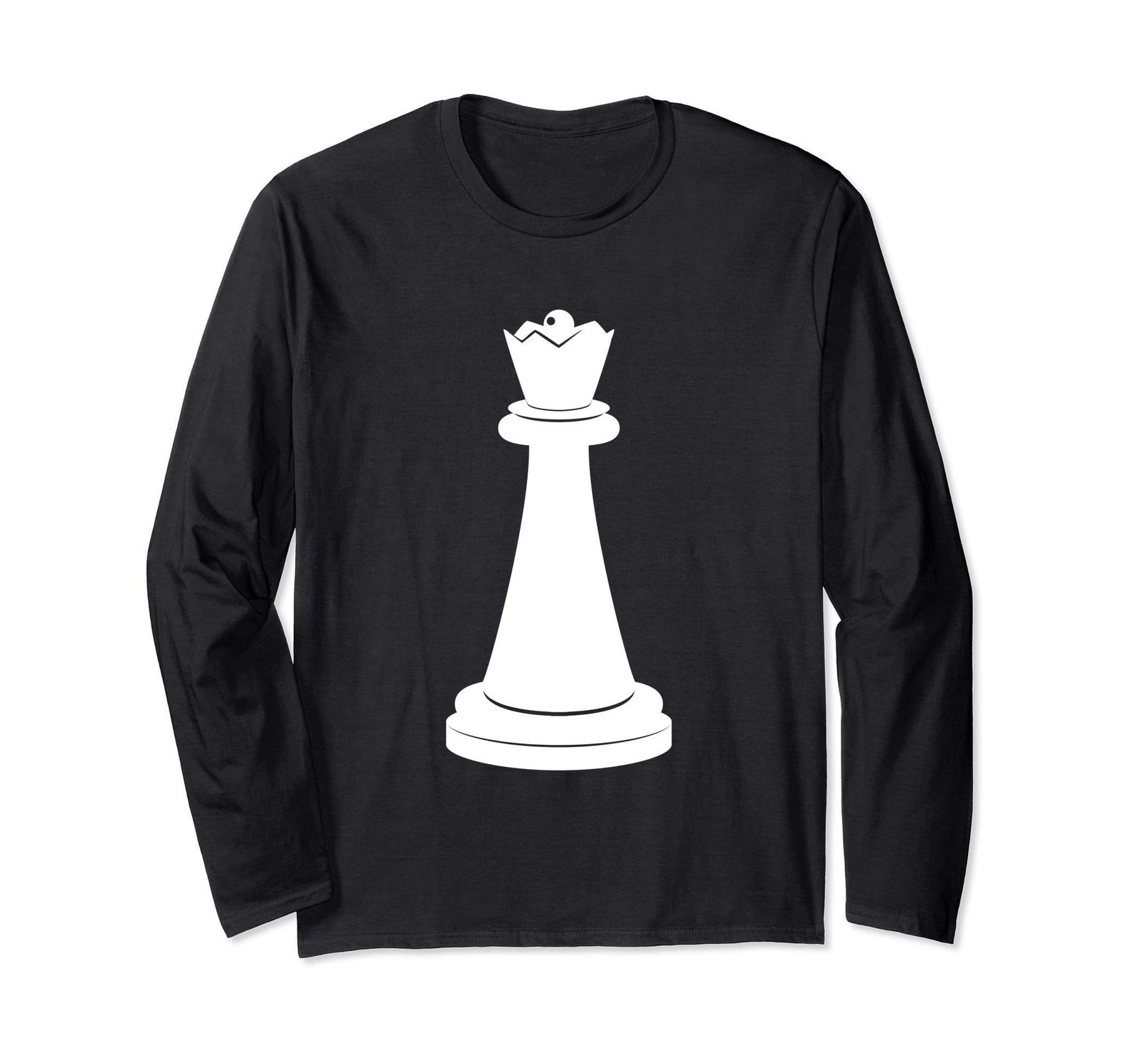 チェスの駒 (白いクイーン) 長袖Tシャツ
