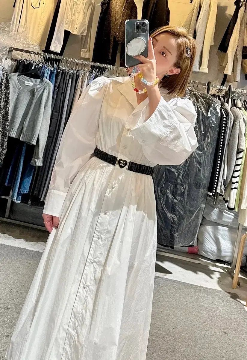 NEW YORKスタイル セール（当日発送）完売 パフ パール ボタン ロング丈ワンピース（完全可愛い）