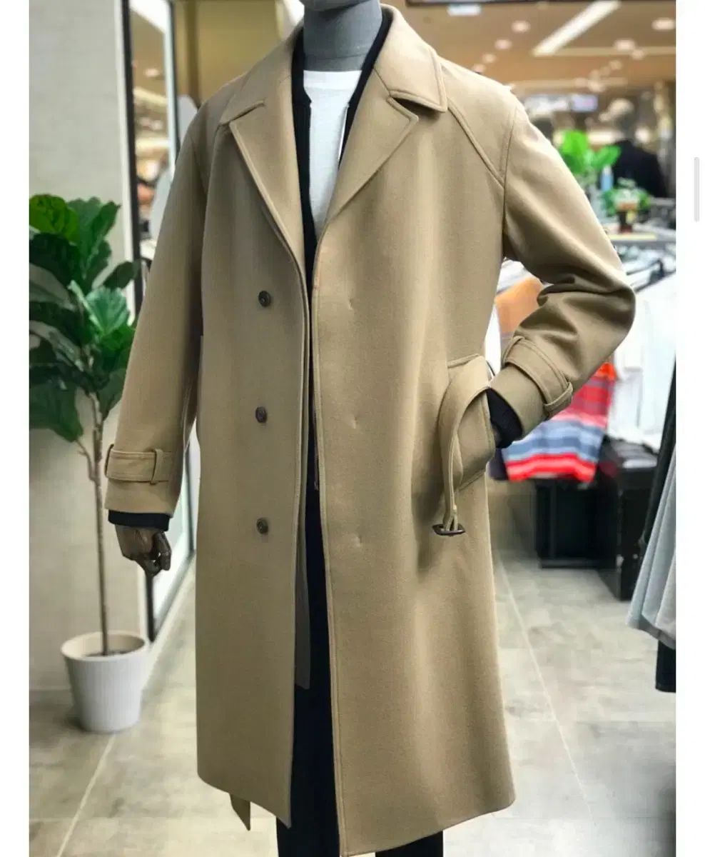 リーバックル ベージュ フェルト オーバーサイズ ロングコート