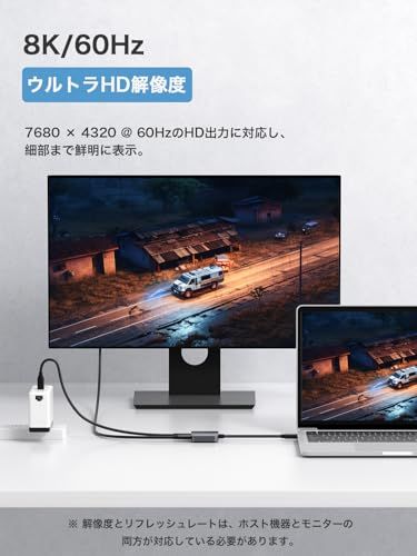 Hagibis ARグラス用USB-C変換アダプター 8K@60Hz・4K@144Hz対応 | 100W PD充電/XREAL・Viture・Rokid・iPhone・ROG Ally対応Y a42e2674｜詳細画像