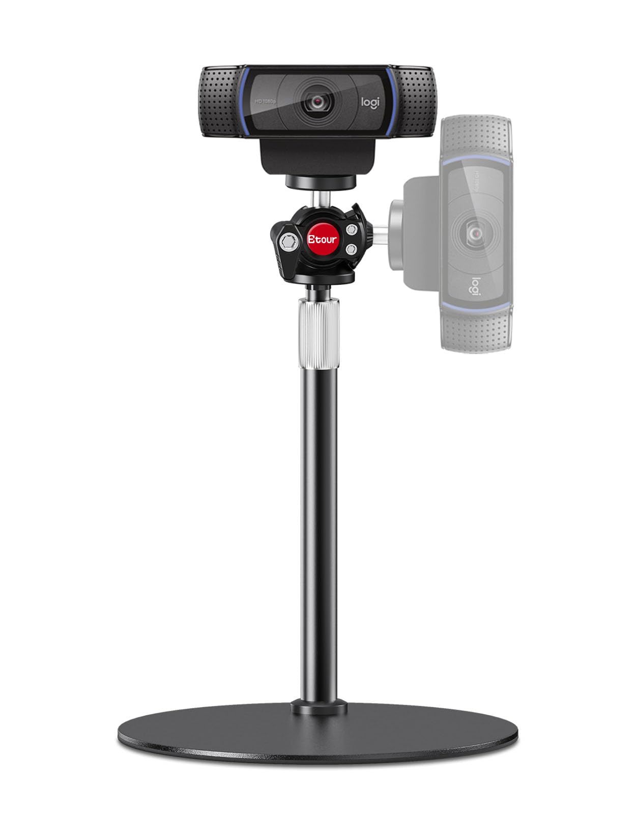 Etour WEBカメラ用卓上スタンド 1/4インチネジ 高さ(23-39CM)調整可 1/4インチネジ 自宅/会議室用(ブラック)