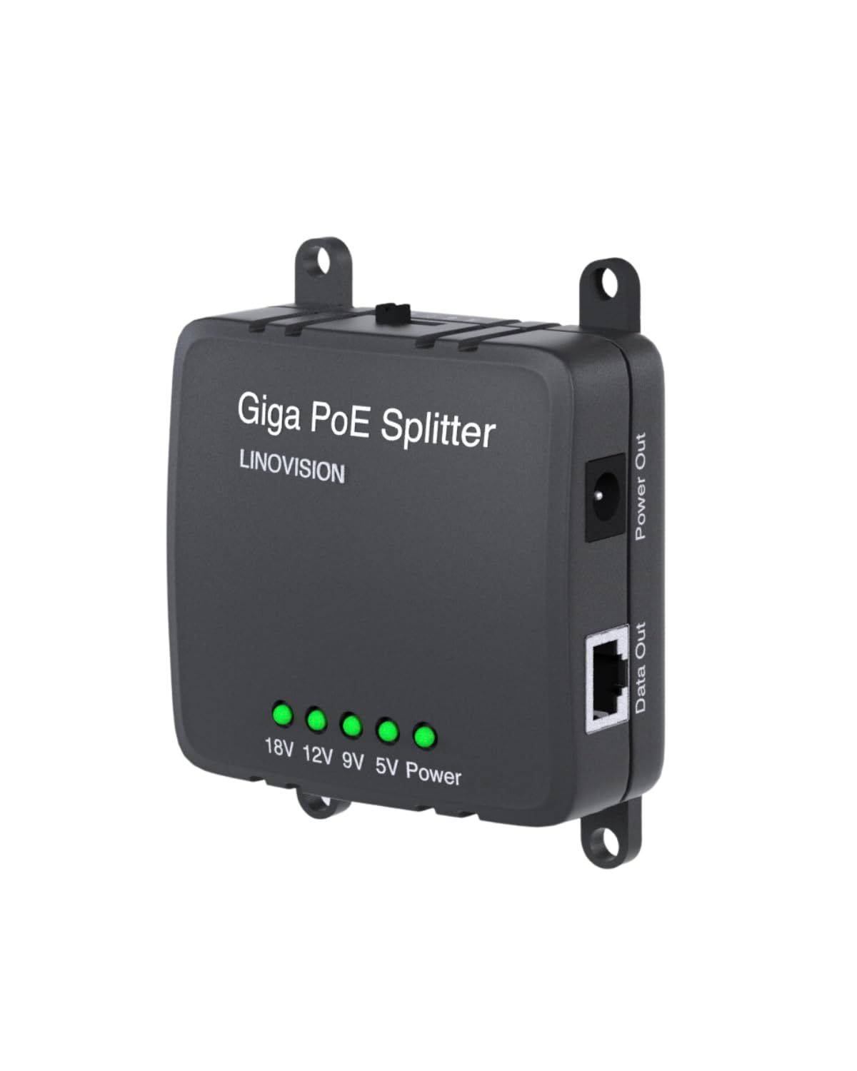 LINOVISION 30W ギガビット PoE スプリッター、DC 5/9/12/18V 出力、ワイド電圧入力、IEEE802.3af/at POE から DC 電源、セキュリティ カメラ、アクセス コントロール システム用