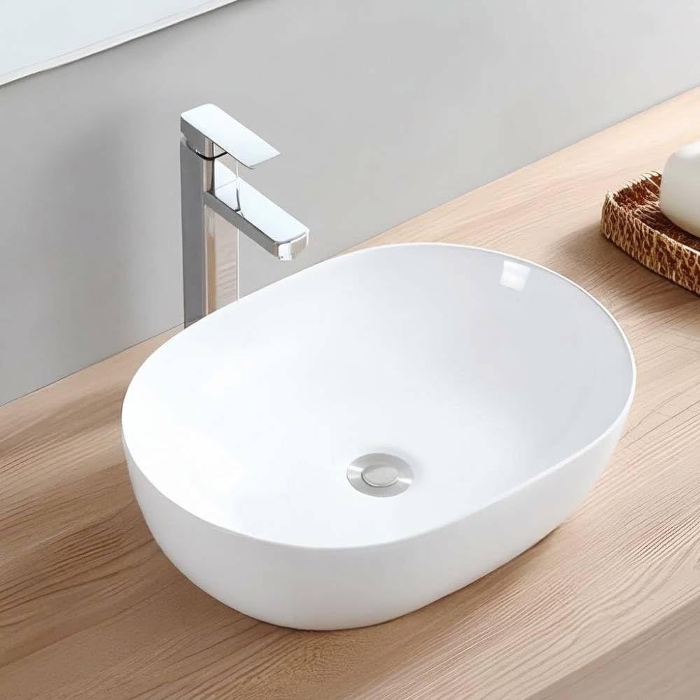 iimono117 洗面台ボウル 置き型【幅49.5×奥行36×高さ13cm】陶器 おしゃれ 洗面ボール 洗面台 手洗い鉢 陶器製 手洗い器 手洗いボウル 洗面器 (楕円形,ホワイト)wb b6a716bd