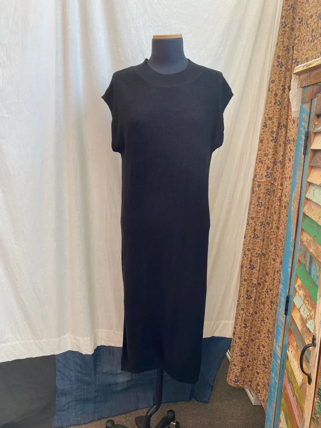 GRL ブラックニットロングワンピース(M)/11943