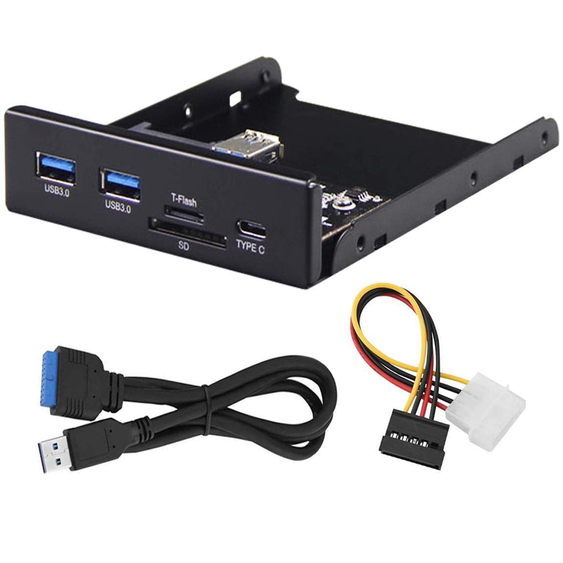 3.5インチフロントパネル 多機能 Type C / USB3.0 / TF SD/デスクトップフロッピードライブのUSB3.0外部インターフェイスを拡張して 【多機能 Type C * 1 + USB3.0 * 2 + TFカード * 1 + SD ...