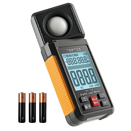 TopTes 照度計 TS-710 デジタル ルクス計 180度回転センサー搭載、最大200,000ルクス測定可、操作簡単、照度、温度、湿度の3つのタイプの測定 幅広い用途 家のLED、室内で観葉植物、職場作業、車庫、工場、学校などの照度管理 a9630b3c