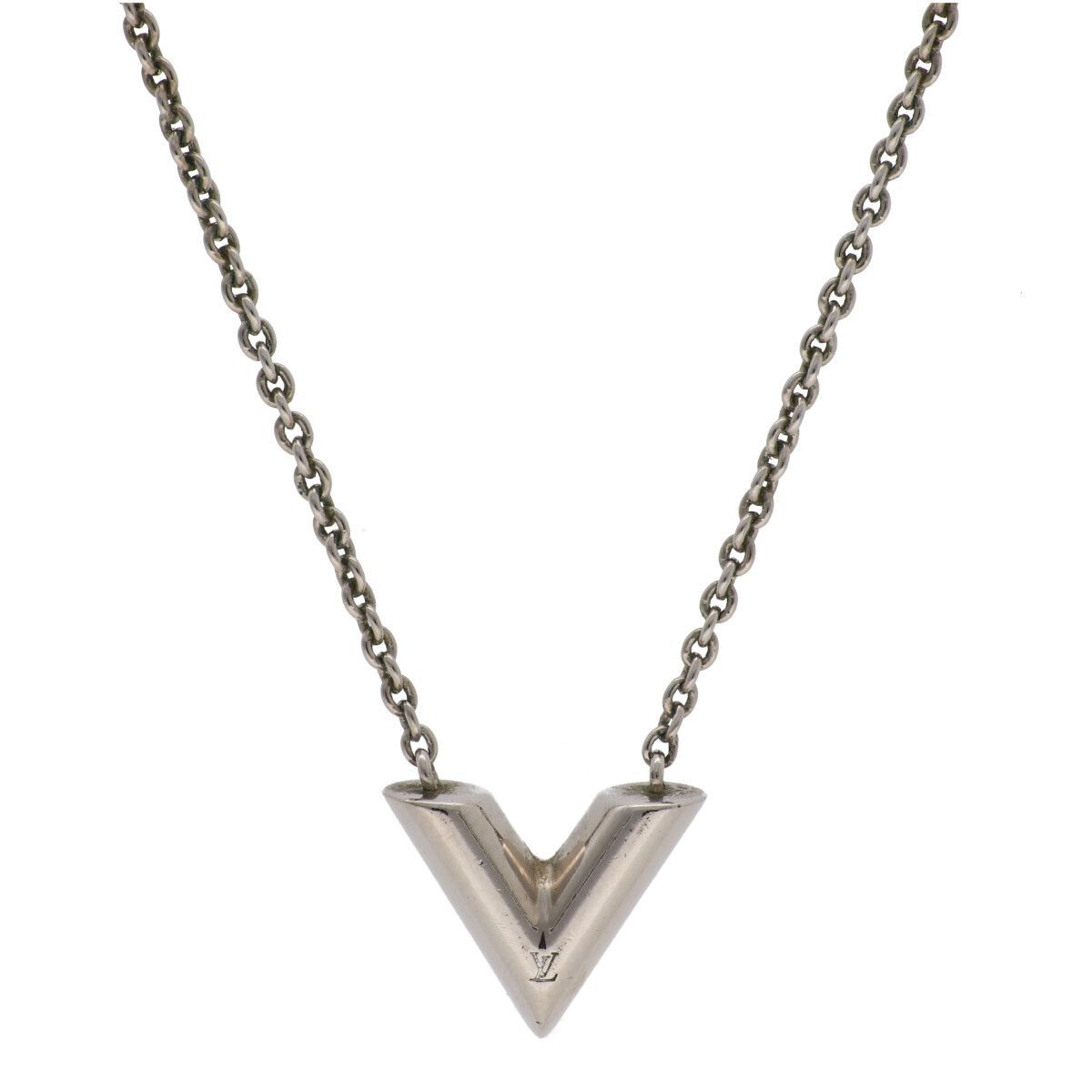 【中古】 LOUIS VUITTON ルイヴィトン ネックレス･エセンシャル V M63197 シルバー ロゴ ペンダント 26012586DS