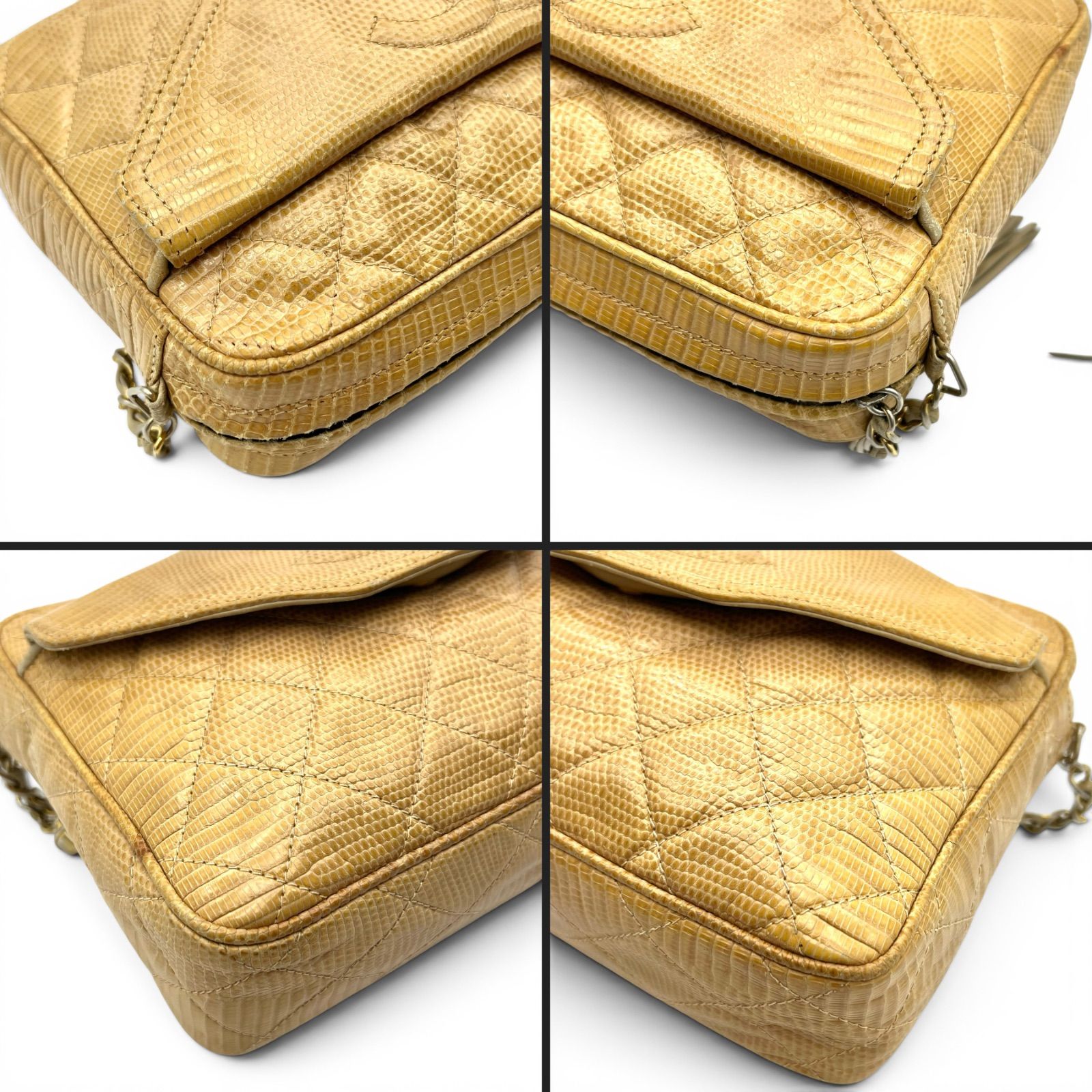 CHANEL シャネル マトラッセ ココフラップ リザード ベージュ チェーン