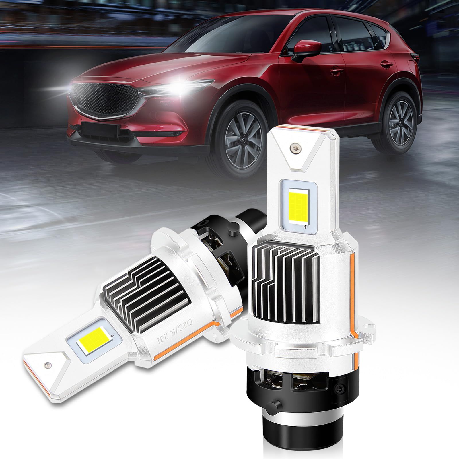 【純正形状ポン付け可】D4S led ヘッドライト D4R ledバルブ ヘッドライト 車検対応 6000K 12000lm 28000カンデラ 12V 35W ポン付け カプラー接続 キャンセラー内蔵 日本車/欧州車対応 2個セット(D4S/R LED)