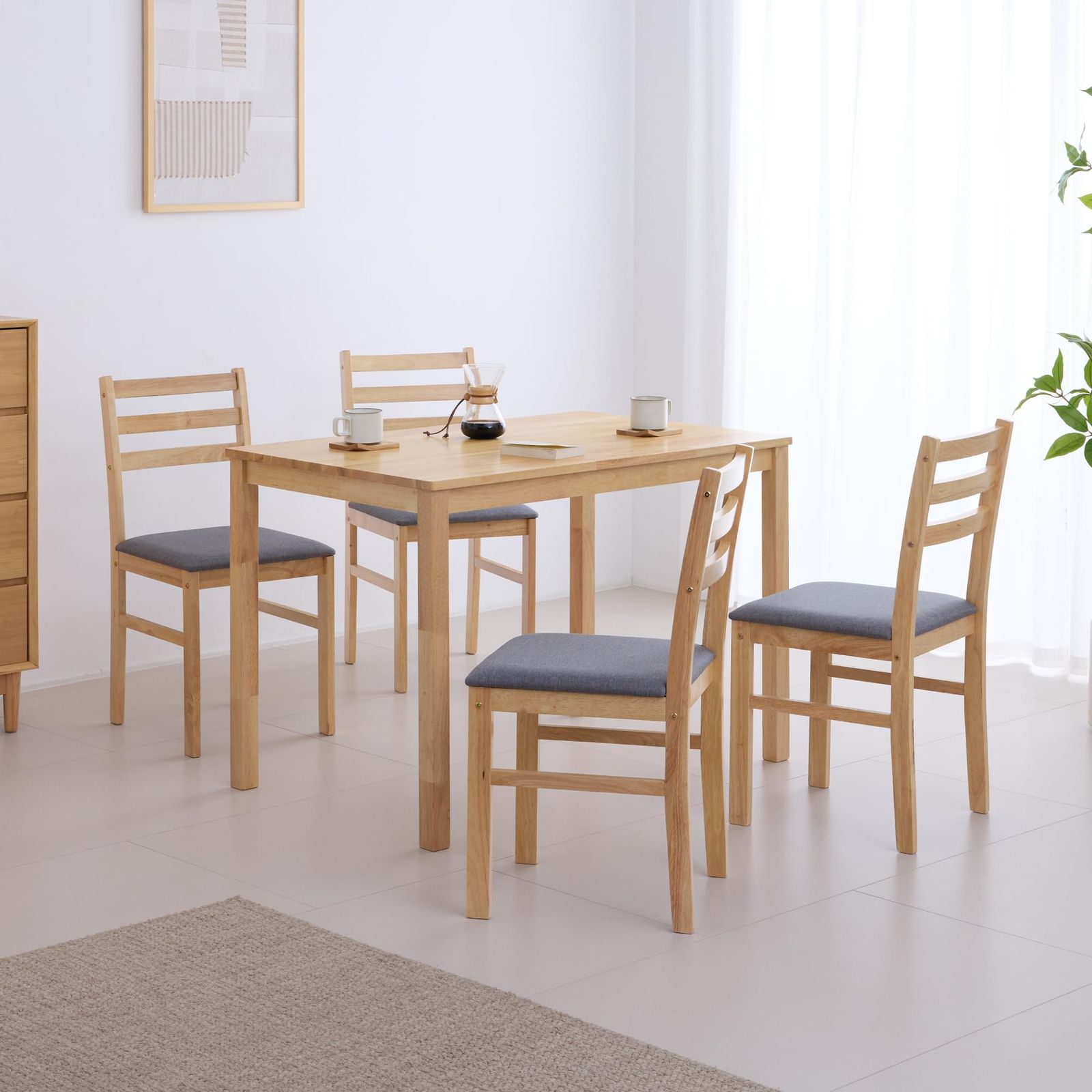 VENTOTA ダイニングセット 5点セット ダイニングテーブル 110×70cm 4人掛け 天然木 木製 チェア 椅子 チェア イス いす 食卓セット 食卓テーブル 机 デスク 北欧 モダン シンプル おしゃれ リビング キッチン 新生活 31b949e0