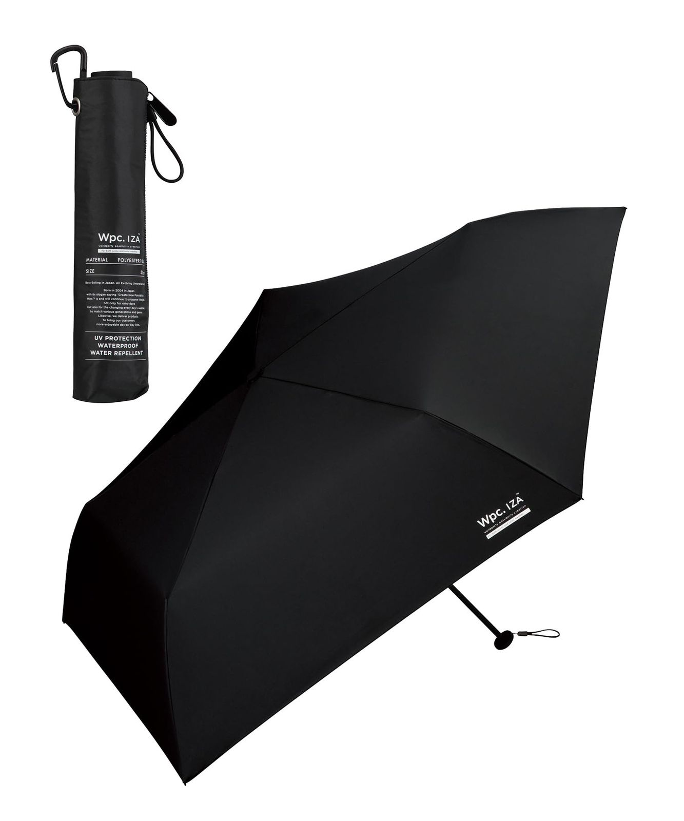 新品 Wpc. IZA 男の晴雨兼用傘【軽量・スリム】LIGHT＆SLIM ブラック [遮光率100%・UVカット率100%・UPF50＋・遮熱] 日傘 メンズ イーザ 男性 折りたたみ傘 190g 軽い おしゃれ 無地 レディース ZA007-900-102