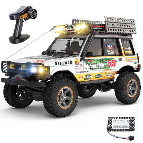 DEERC オフロード 大人向け 4WD ラジコンカー クローラー 1/18スケール 4輪駆動 フルプロポ 2.4GHz 9gサーボ LEDライト4モード 40分連続操作 充電式 子供向け 男の子 誕生日 プレゼント ギフト 国内認証済み (オレンジ 国内発送