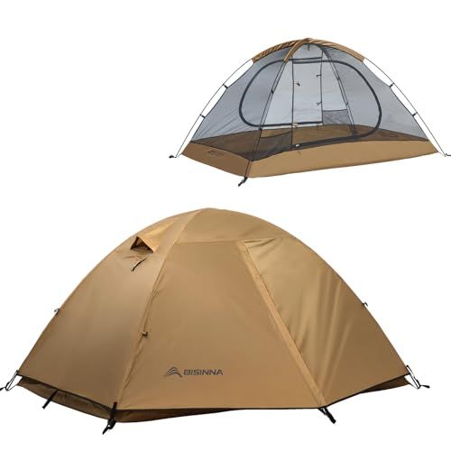 ☆新品☆BISINNA テント 2人用 二重層 超軽量2.16kg アウトドア キャンプ 登山 自立式 耐水圧3000mm 通気 SBSジッパー アルミポール メッシュインナー コンパクト収納 キャンプ 初心者向け 防災 7a594a36
