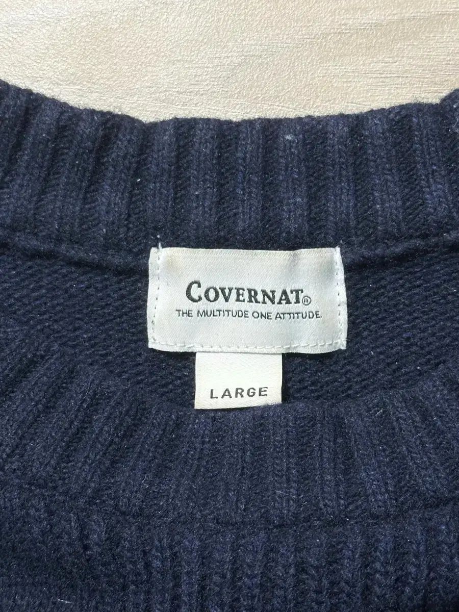 COVERNAT Cロゴ ニット ネイビー L