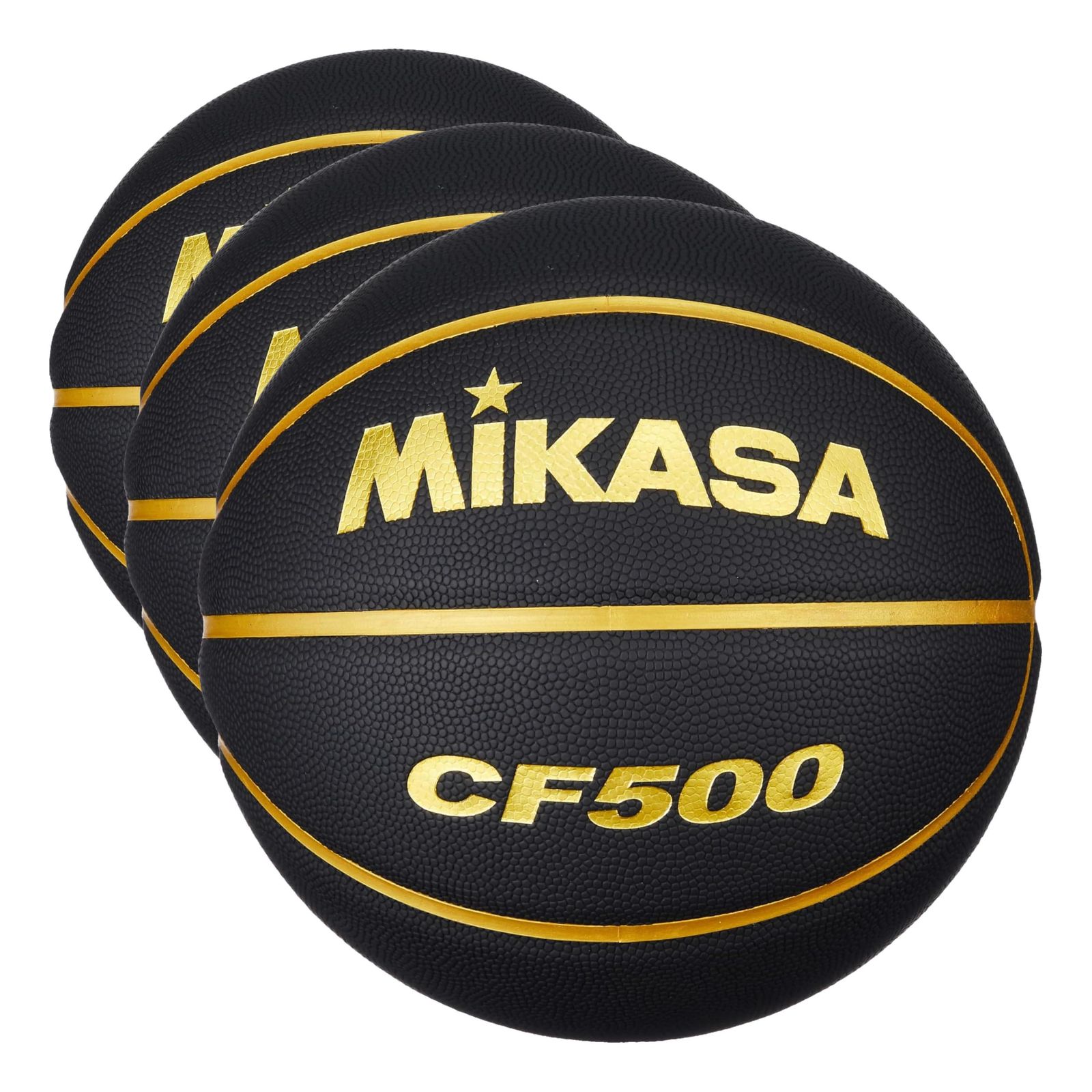 新品 ミカサ(MIKASA)バスケットボール5号 人工皮革 ブラック/ゴールド CF500-BKGL 推奨内圧0.490~0.630(kgf/?) (× 3)