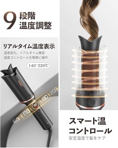 自動カールアイロン 36mm 大波浪ウェーブ | オートカールアイロン | 防火傷設計・負イオン・多段階温度調整・初心者簡単操作・PTC速熱・自動電源オフ (ブラック, パイプ径:36(mm))/ de1ca8a5