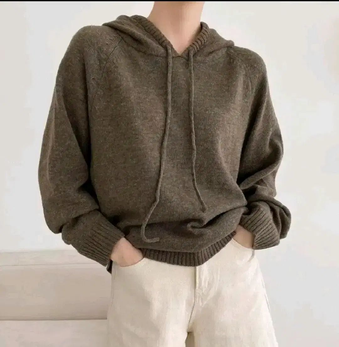 新品 ウールカシミア混 フードニット 55 77