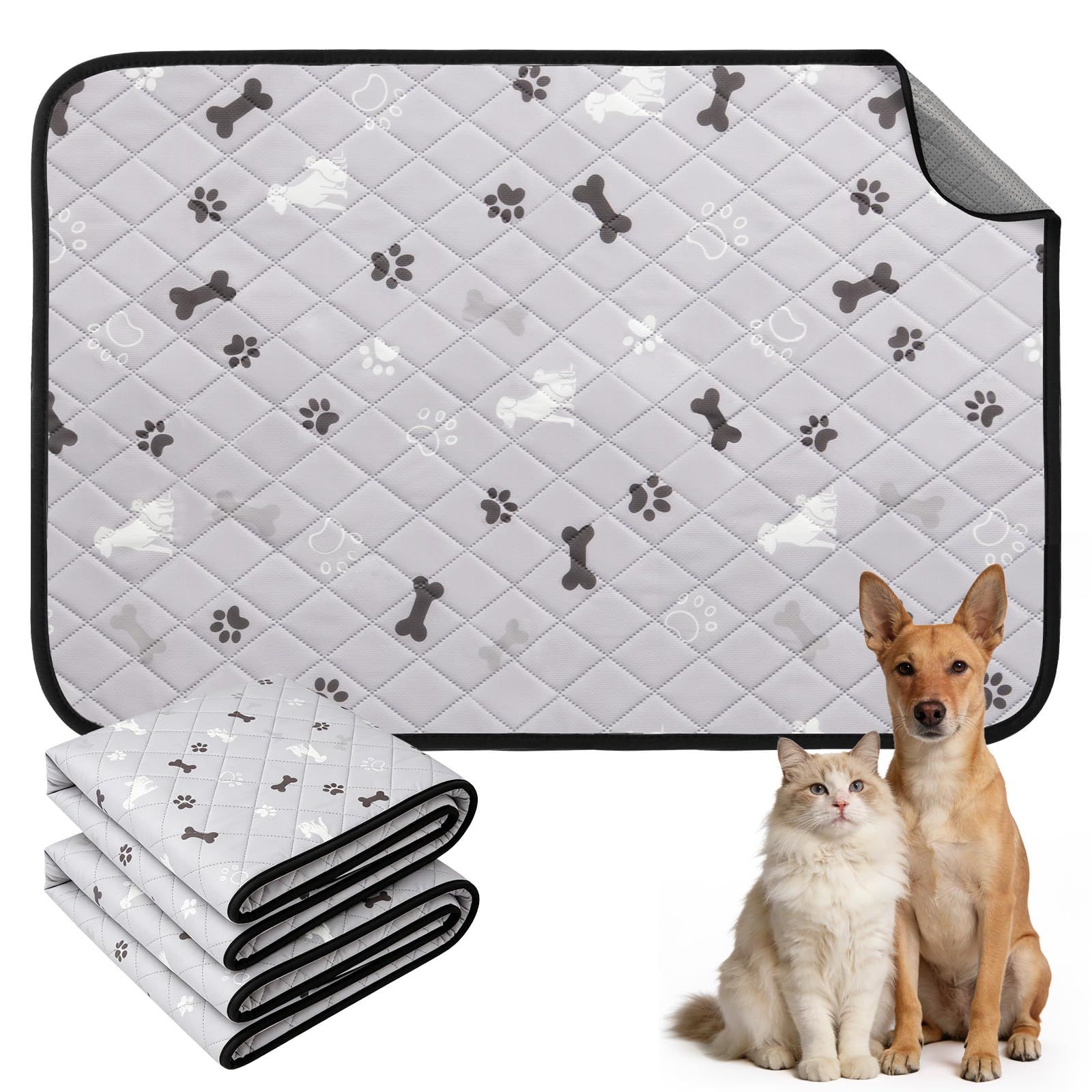 Tresbro 洗えるペットシーツ 犬猫用 [2重超吸水 漏れ防止] おしっこマット 下敷き ベッドマット 滑り止め付き 洗濯機丸洗い 繰り返し使用 速乾エコ素材 シニア犬の介護用シーツ 大判 ケージ対応で快適な空間作り 67×100cm 2枚セットk2
