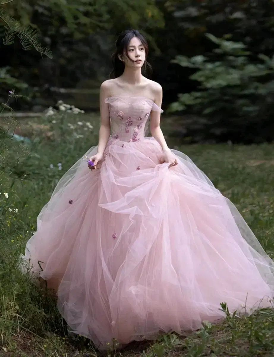 (新品)ピンク チュール ドレス/ウェディング撮影/撮影ドレス/ウェ촬/野外/アフター dress/ドールパーティー