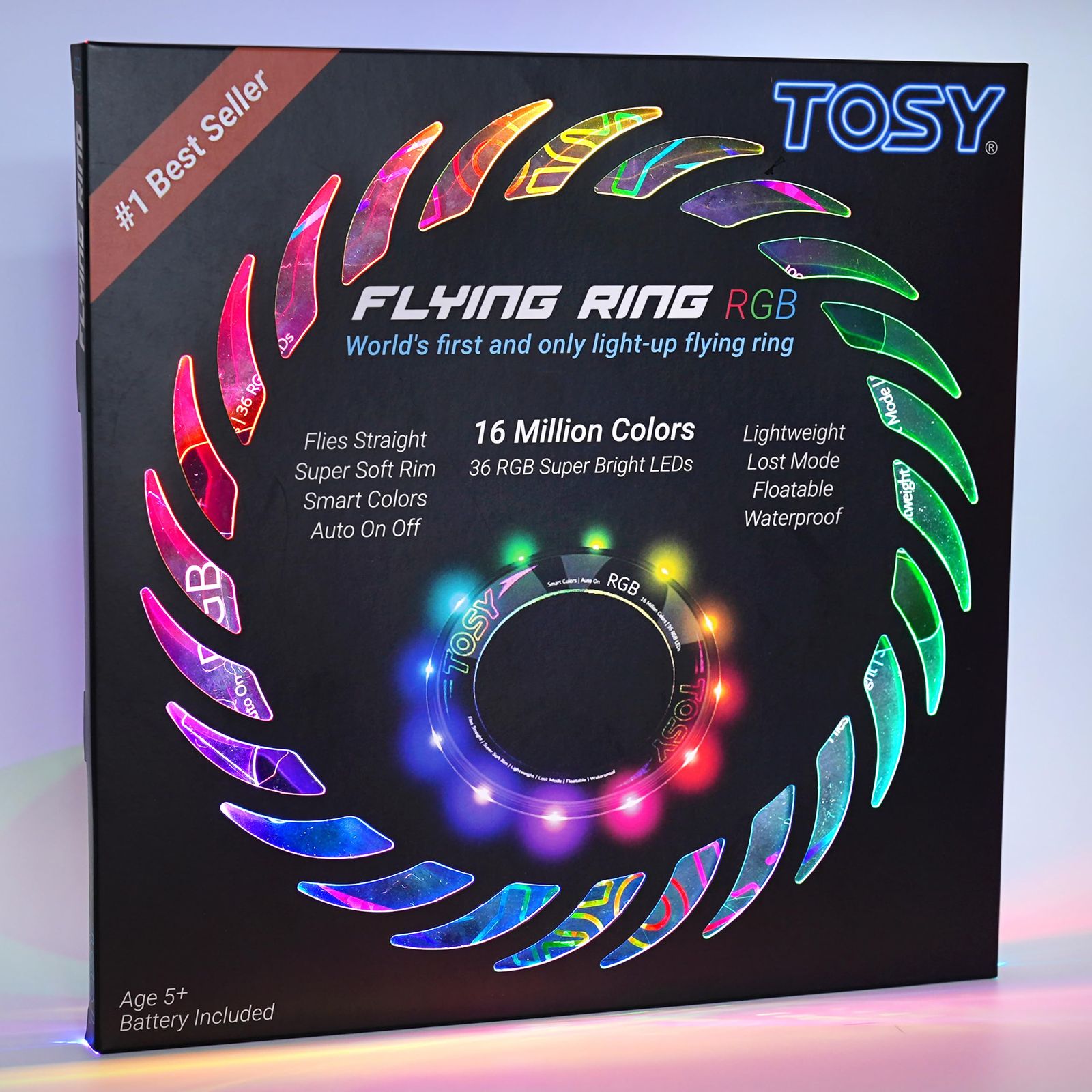 TOSY Flying Ring - 自動点灯フライングリングー 36RGBマルチカラー 高輝度ロストモード 安全ソフト軽量おもちゃ 防水 キャンプ/プール/ビーチ 夏の外遊び おもちゃ 子供/男の子/女の子誕生日プレゼント@ db61be87