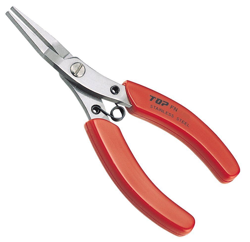 新品 トップ工業 (TOP) フラットノーズプライヤ 先端1.2mm ギザ無 バネ付 平型形状 ステンレス ※6個入 FN-100
