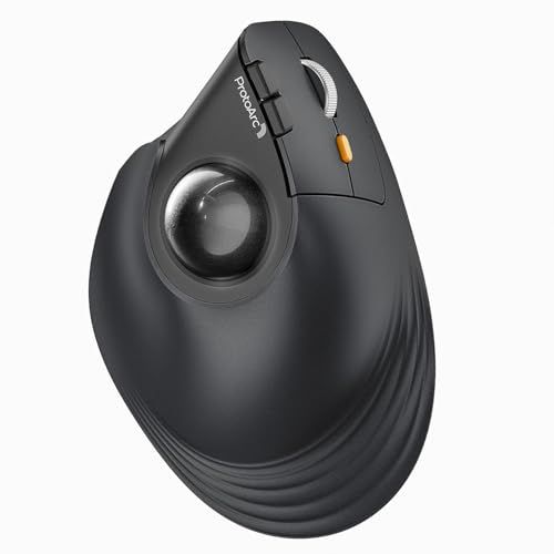 ProtoArc EM05 NL バーティカル トラックボールマウス 縦型62° 2.4GとBluetooth両対応 ワイヤレス 5段階DPI 200/400/800/1200/1600 7ボタン 光学式 右手用 USB充電式 大容量の電池搭 dcfb7ba5