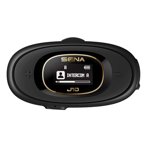 Sena J10 バイク用 Bluetoothインターコム 【日本限定品】 4人同時通話対応 HDスピーカー搭載 インカム GPS音声案内/音楽再生/通話可能 LCD画面付き 大容量バッテリー ユニバーサルインターコム対応 ブラック 【日本正 a8407b61