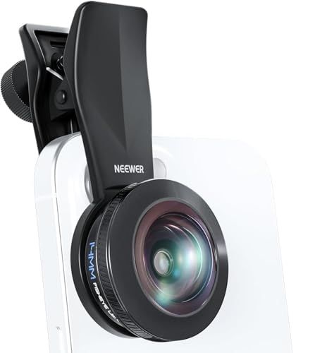 NEEWER 170° 14mm VR魚眼レンズ 17mmネジレンズクリップ付き パノラマ魚眼レンズ ライブストリーミング/屋外風景/建築撮影用 コンパチブル iPhone 17/16 Pro Max/Android/S25 Ultra LS 14f6c916