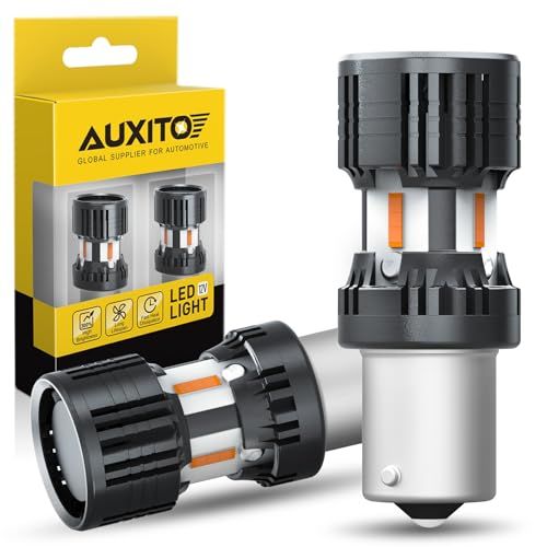 AUXITO S25 LED ウィンカー S25 LED ウィンカーバルブ 180°ピン角 最新型 冷却ファン搭載 S25 シングル アンバー 2個セット BA15S/P21W LEDウィンカー球 12V 車ハイフラ 防止抵抗 内蔵 無極性 8be6d720