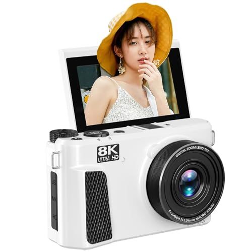 AiMike 8K WIFI転送機能 デジタルカメラ スマホに送れる デジカメ 8800万画素 180度回転可ディスプレイ 64GBマイクロSDカード付き 48MP有効画素数18倍デジタルズーム オートフォーカス機能 ウェブカメラ 18種類フ 805ba593
