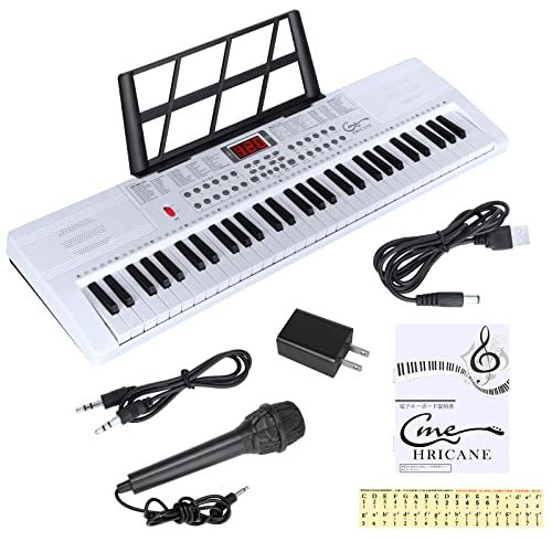 Hricane キーボード ピアノ 電子ピアノ 61鍵盤 200種類音色 200種類リズム 60曲デモ曲 LCDディスプレイ搭載 光る鍵盤 楽器 日本語パネル ヘッドフォン対応 子供 初心者 練習用 USBケーブルと日本語説明書付きwb c00b9e62