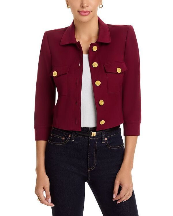 ラジャンス レディース アウター ジャケット・ブルゾン LAGENCE Kumi Button Front Crop Jacket Black Cherry ブラック