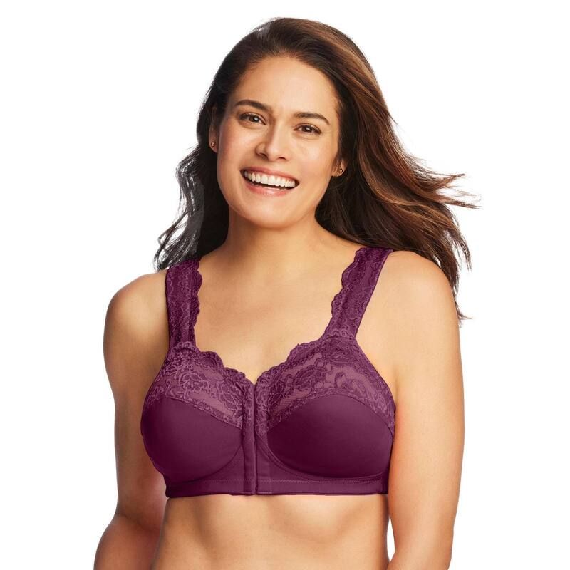 コンフォート チョイス レディース アンダーウェア ブラジャー プラスサイズ Comfort Choice Womens Plusize Front Close Wireless Gel Strap Bra Deep Claret