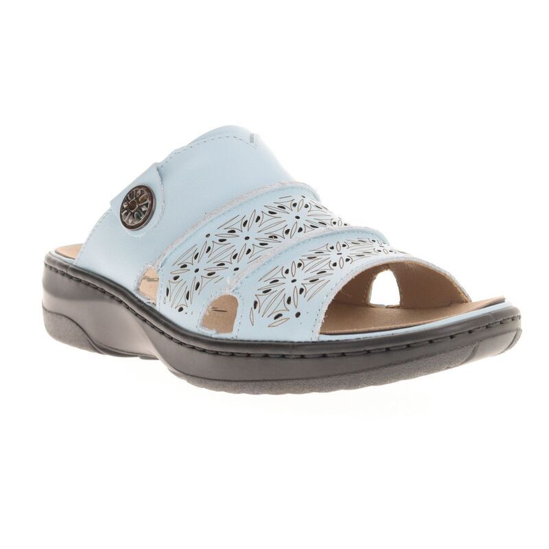 プロペット レディース シューズ サンダル レザー Propet Gertie Womens Leather Slide Sandals Lt Blue ブルー
