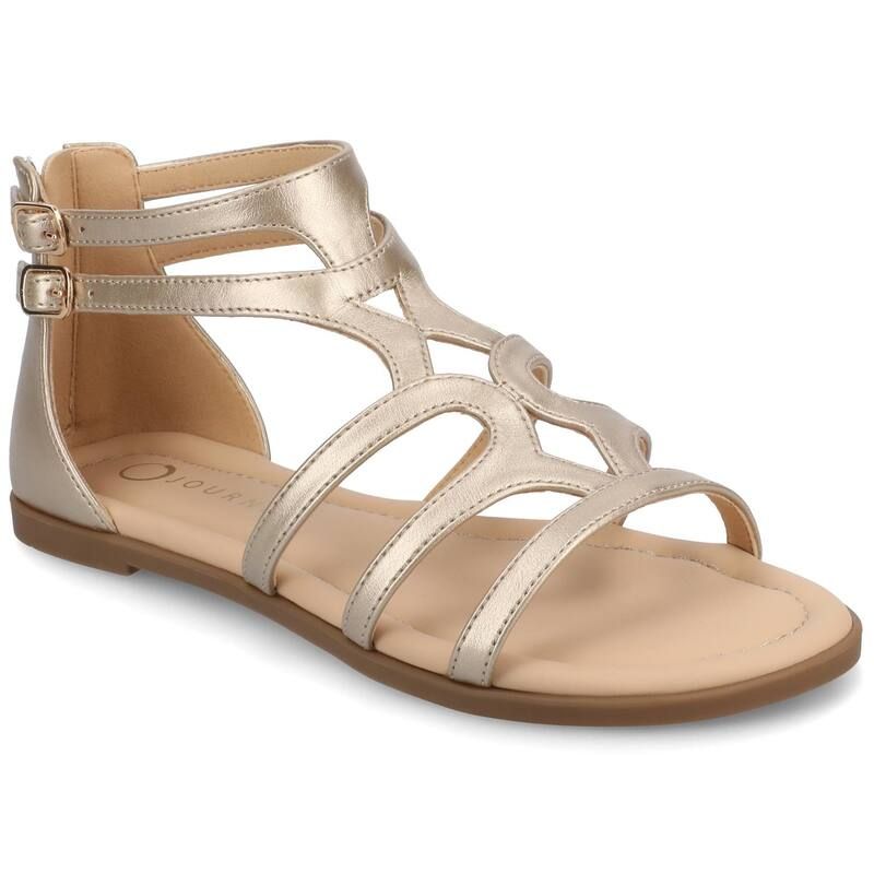 ジャーニー レディース シューズ サンダル Journee Genneva Womens Comfort Adjustable Strap Flat Sandals Champagne シャンパン