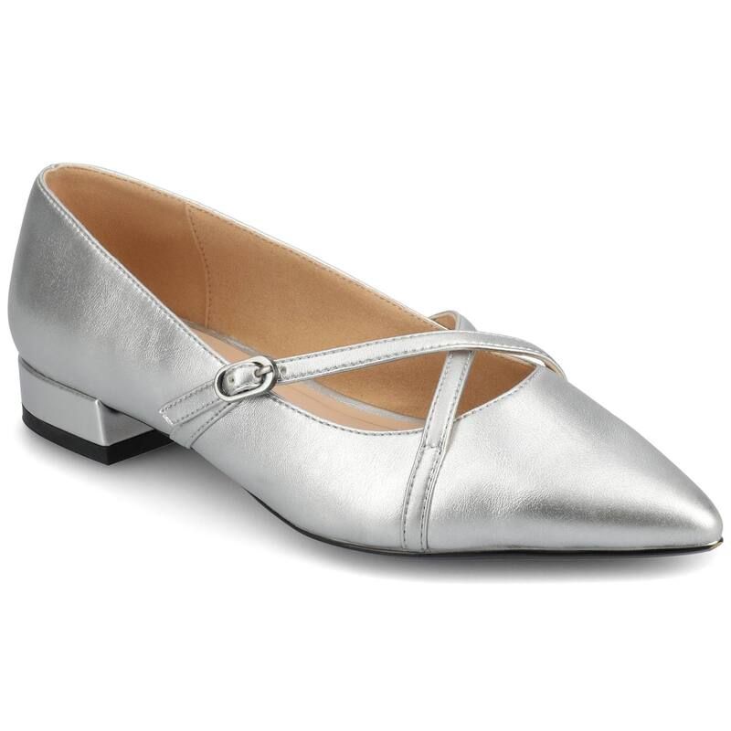 ジュルネ コレクション レディース シューズ サンダル ヒール Journee Collection Camby Pointed Toe Covered Block Heel Womens Dress Flatsilver シルバー